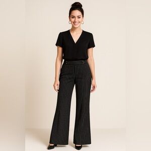 NWOT Roz & Ali Wide Leg Pinstripe Dress Pants – Size 2 Black/White